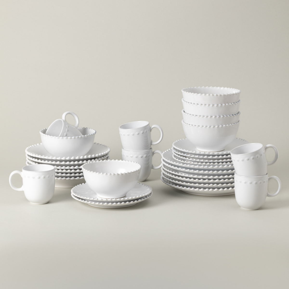 30-piece Dinnerware Set with Pasta Plate Pearl